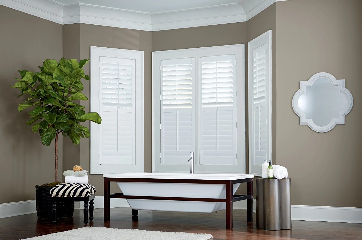 Graber composite shutters in a living room