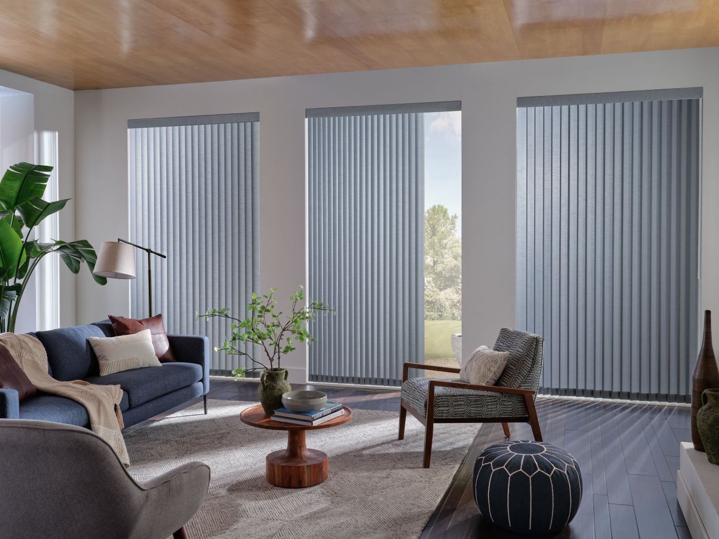 Hunter Douglas Somner vertical blinds in a living room