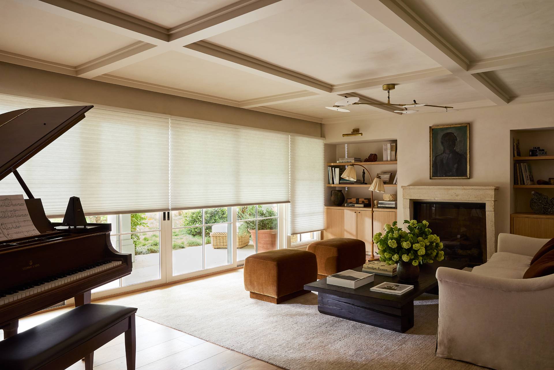 Hunter Douglas Duette honeycomb shades in a living room